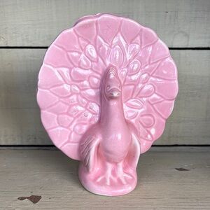 Vintage Mccoy pink peacock pocket planter